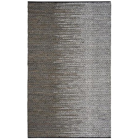 FLOWERS FIRST 5 x 8 ft. Vintage Leather Hand Woven Rug, Light Grey & Grey - Medium Rectangle FL1885077